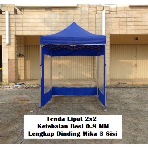 Tenda Lipat Ukuran 2x2 Besi Premium Lengkap Dinding Mika 3 Sisi