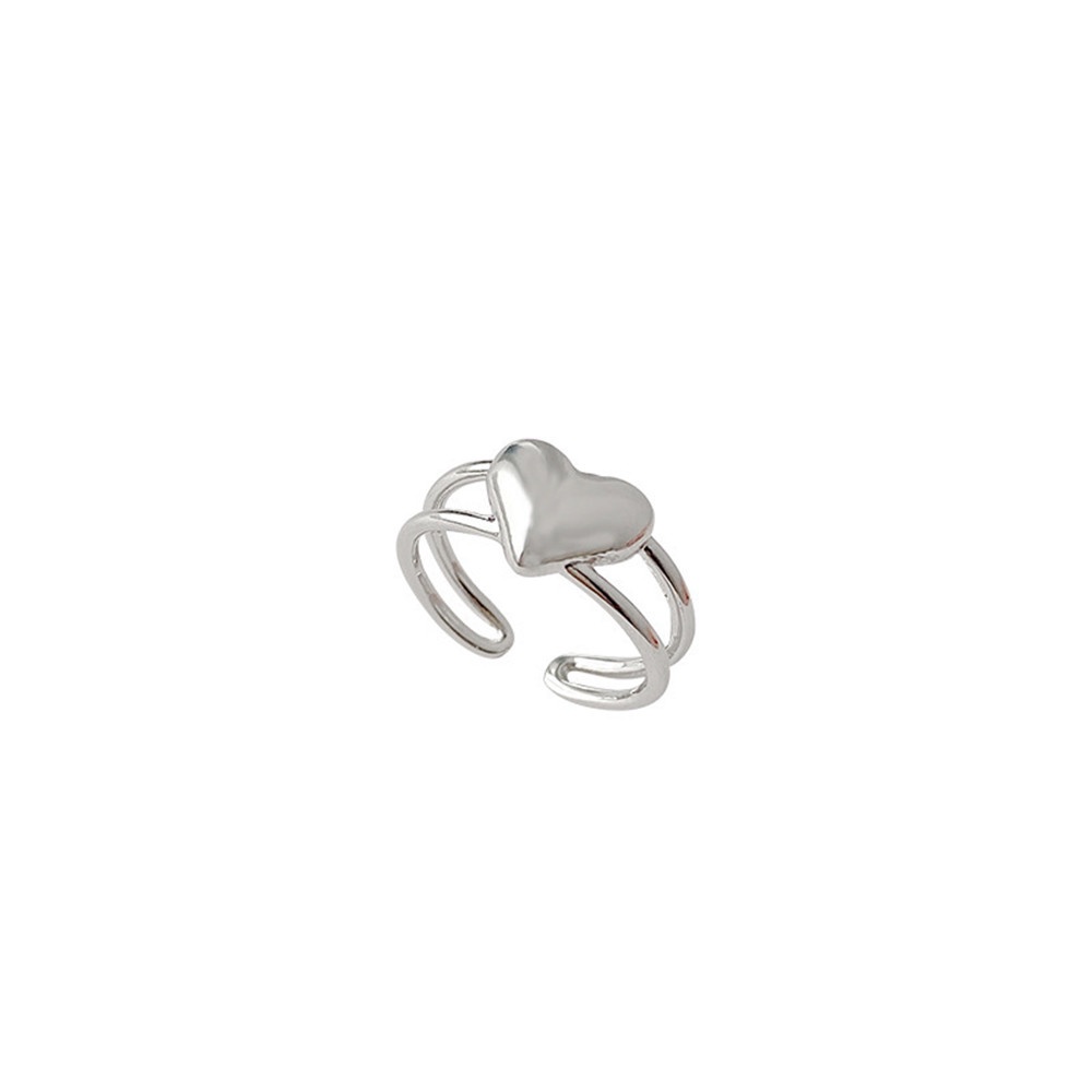 1pc Cincin Jari Telunjuk Model Terbuka Desain Hati Hollow Bahan 925 Silver Gaya korea Untuk Wanita