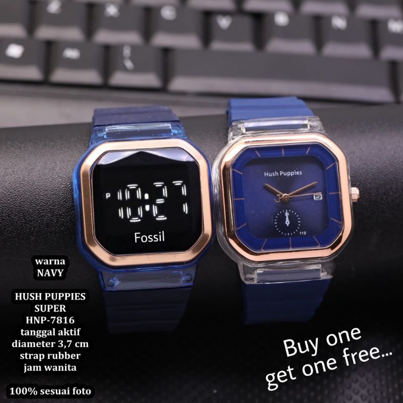 (Terima Cod)Buy 1 Get 1 Paket Hemat Jam Tangan Wanita Hushpuppies Crono1+Hp Touch Scren Strap Rubber/Karet(Dikirim Jakarta)