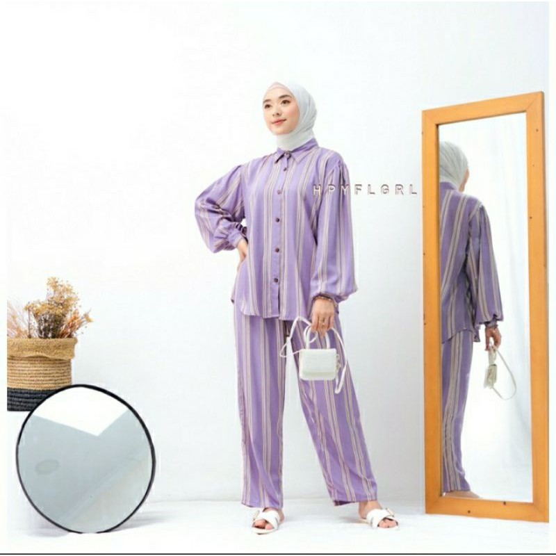 STREO SET / BAJU LOREK LILAC / SETELAN LILAC