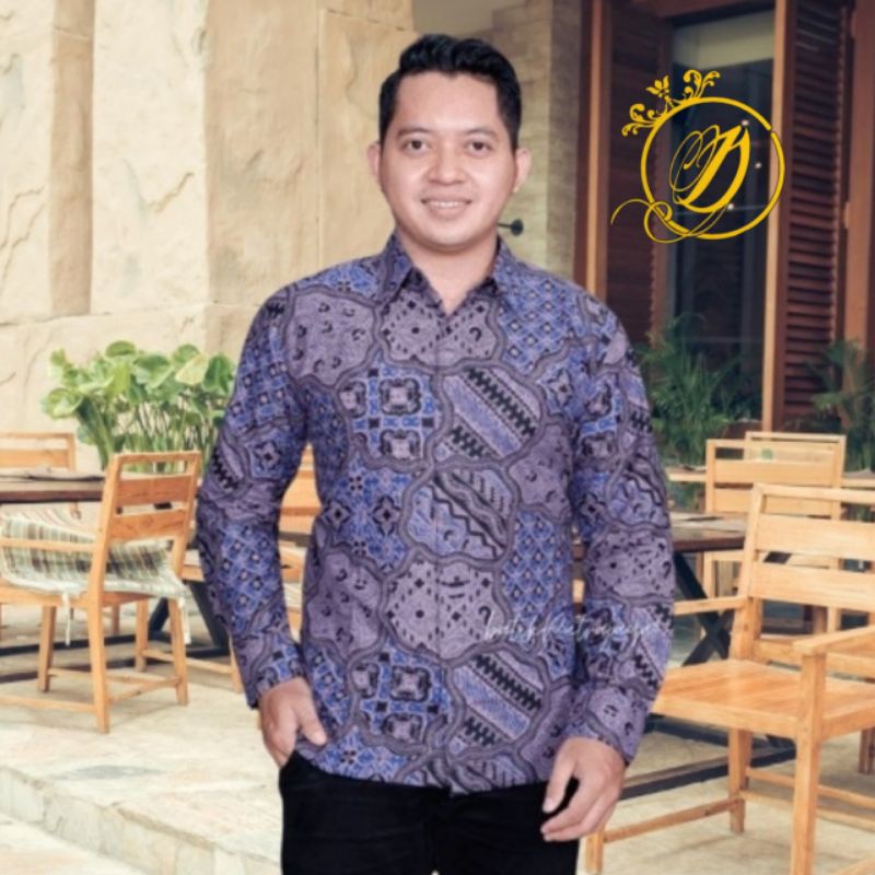 BAJU BATIK PRIA PREMIUM TERLARIS LILAC LENGAN PANJANG ORIGINAL KEMEJA BATIK PRIA BAJU BATIK PRIA TER