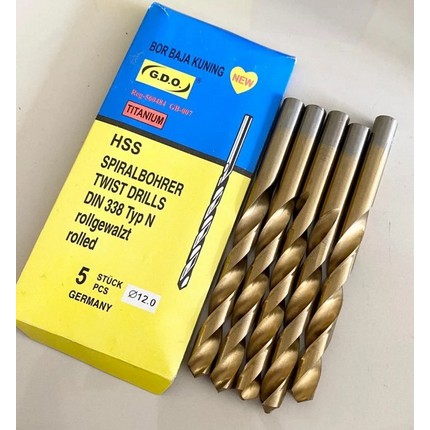 Mata Bor Besi Baja Kuningan 12mm 12 mm GDO KUAT Germany Twist Drill