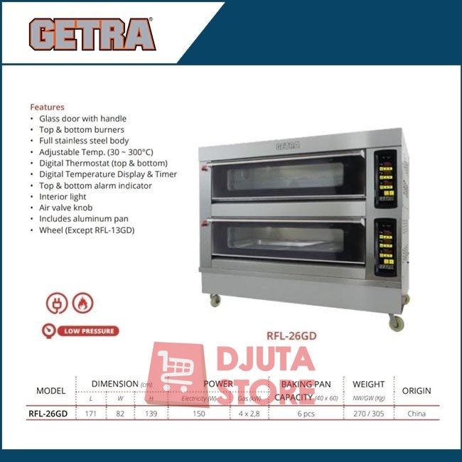 GETRA RFL 26GD GAS BAKING OVEN 2 DECK