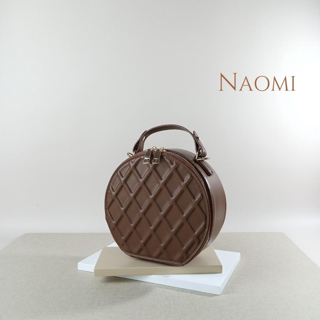 NAOMI - Premium Last stok no restock Allena Bag Tas Fashion Wanita Tas - Sling Bag - Tas Impor - Tas Premium - Berkualitas - tas naomi - tas motif waffle - naomi bag - tas bulat - tas circle - tas wafer