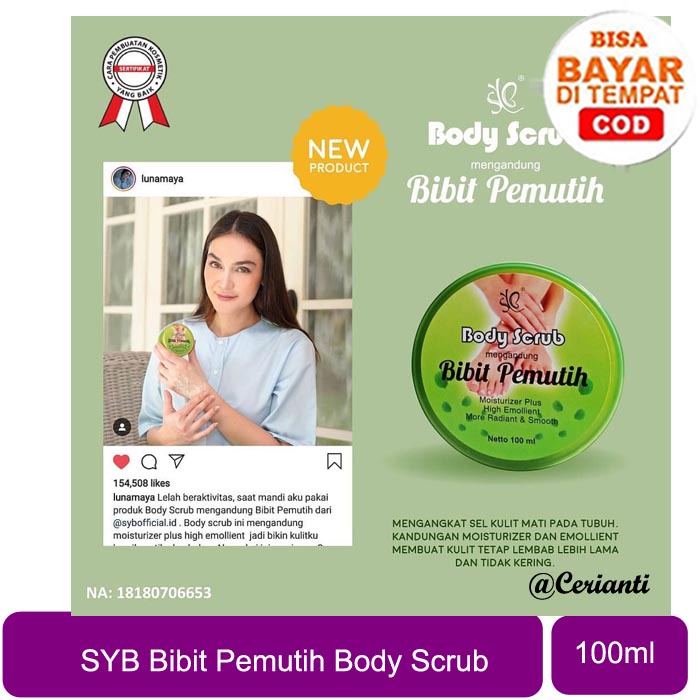 SYB Body Scrub Bibit Pemutih 200 Ml (Ukuran Besar Lebih Hemat 15%)_Cerianti