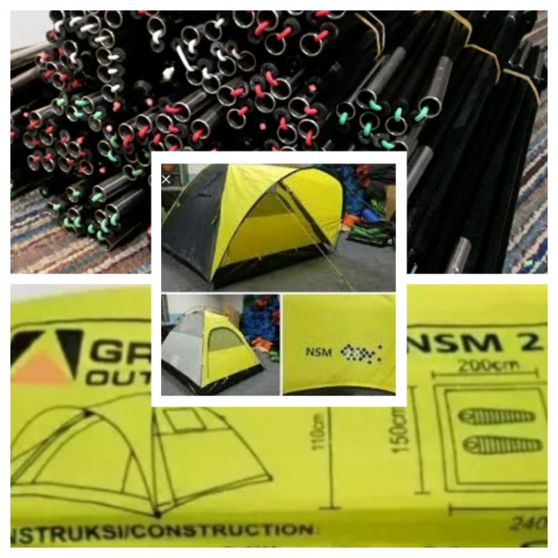 Frame Tenda Great Outdoor NSM 2.0 (bagian silang X - 1 Lonjor/1 Bentangan) - BUKAN TENDA