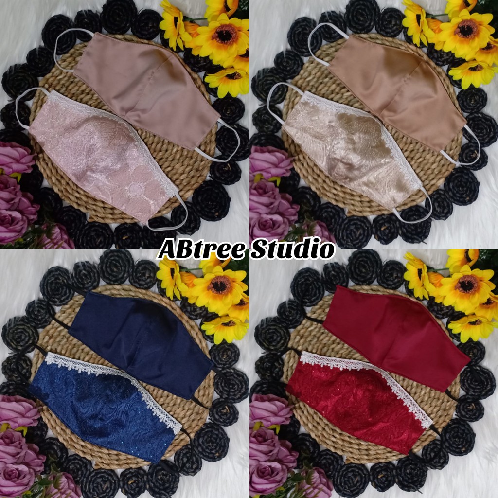 Masker couple jaguard / jaquard cavali mix Renda buat souvenir wedding pesta akad nikah ijab