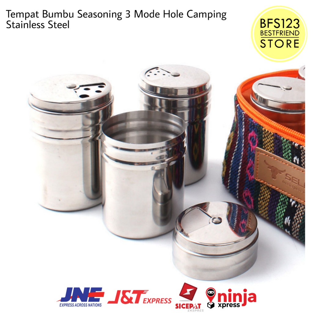 Tempat Bumbu Seasoning 3 Mode Hole Camping Stainless Steel