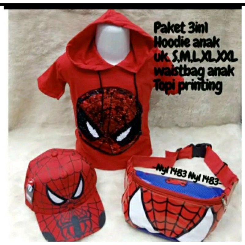 Hoodie paket 3in1Paket Murah LED Hoodie Usap anak laki laki Kaos kupluk laki-laki