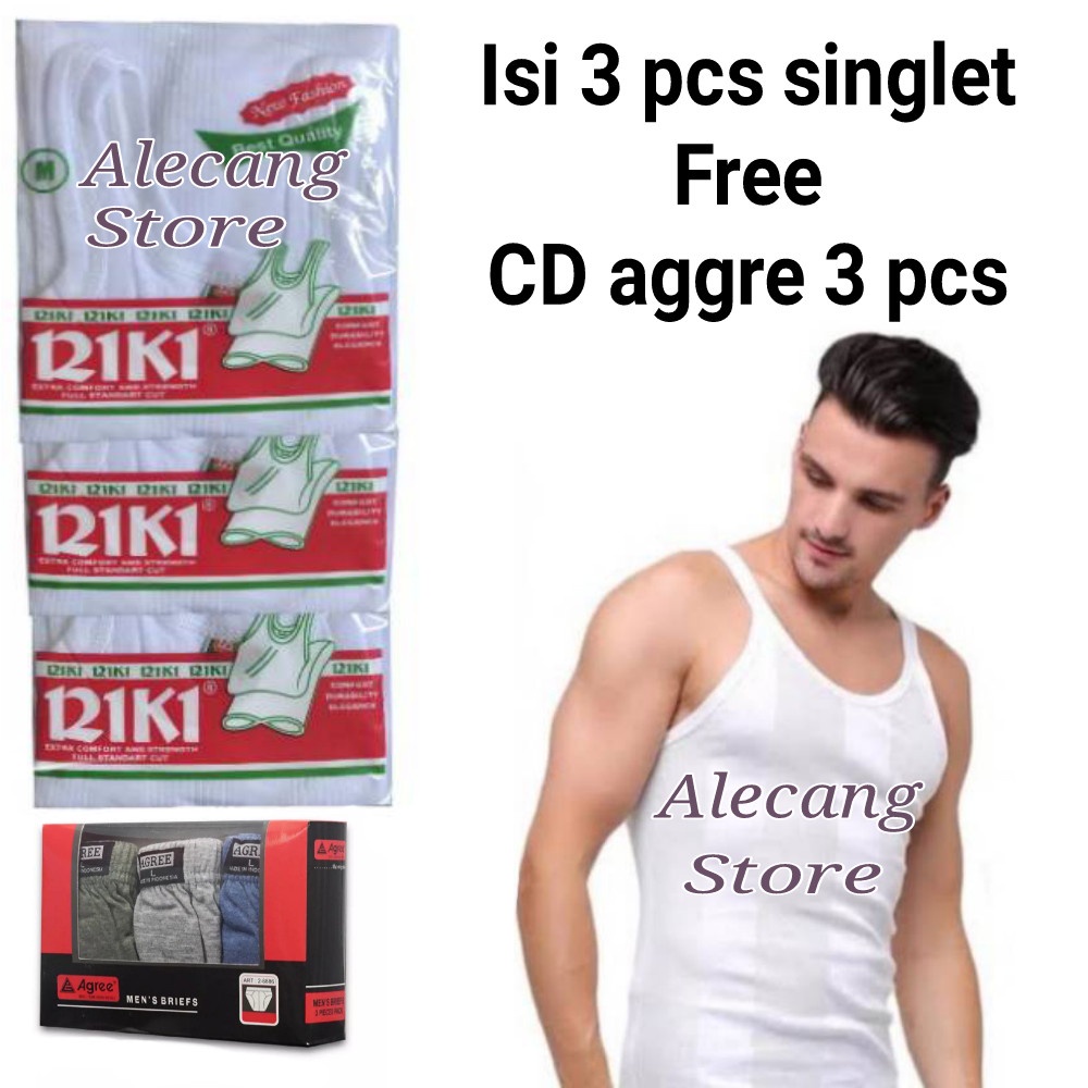 SINGLET PRIA 3 PCS FREE 3 CD AGGRE PAKET HEMAT