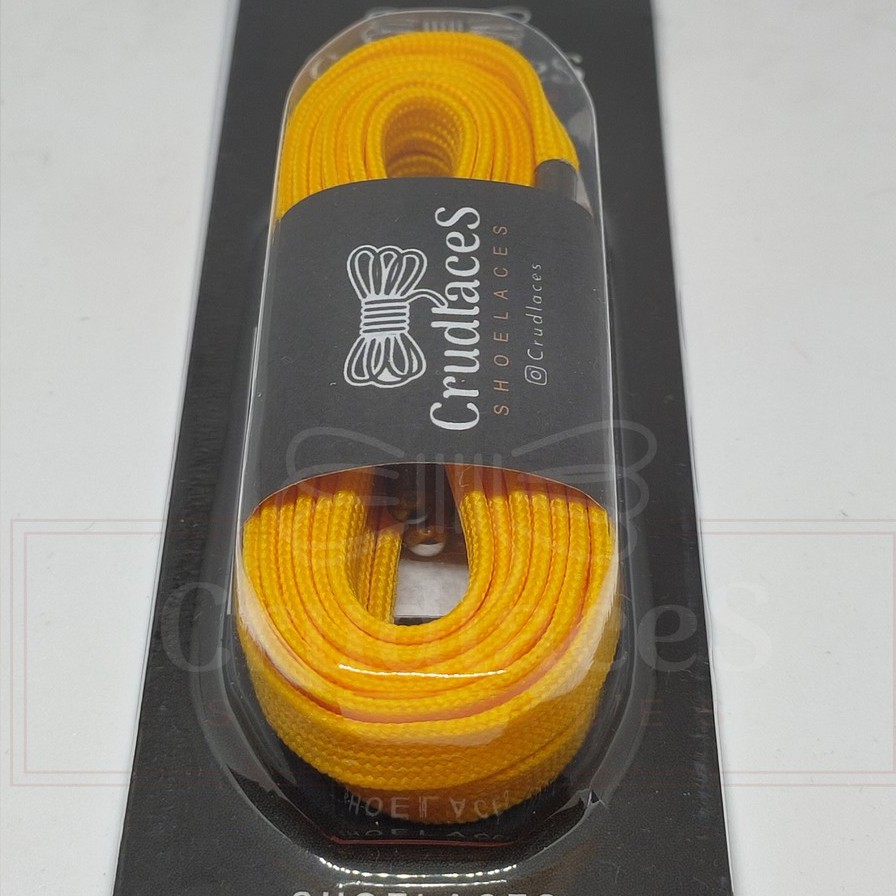 Tali Sepatu Flat/Gepeng Polyester Warna Kuning 2 LAPIS-Shoelace Flat - Aglets Metal - Crudlaces