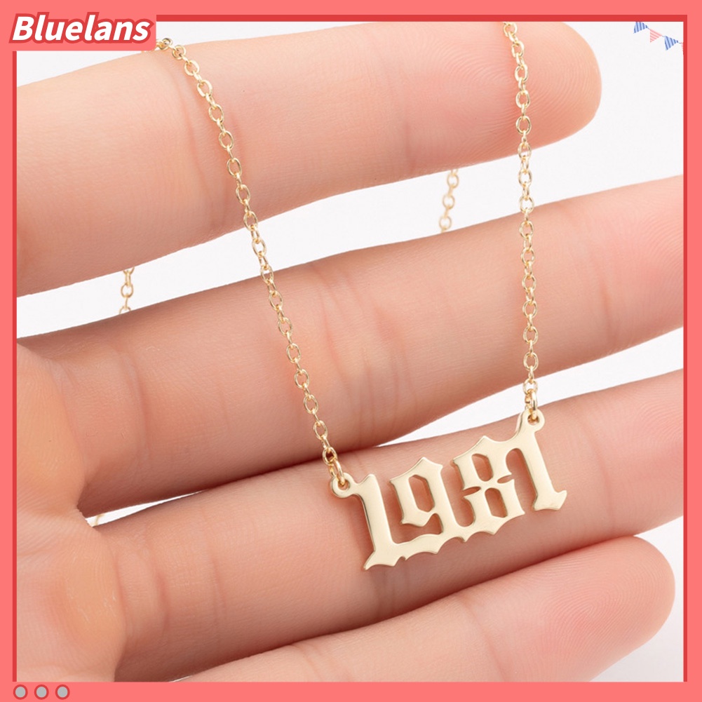 Bluelans 1980-1999 Birth Year Number Charm Pendant Stainless Steel Chain Necklace Jewelry