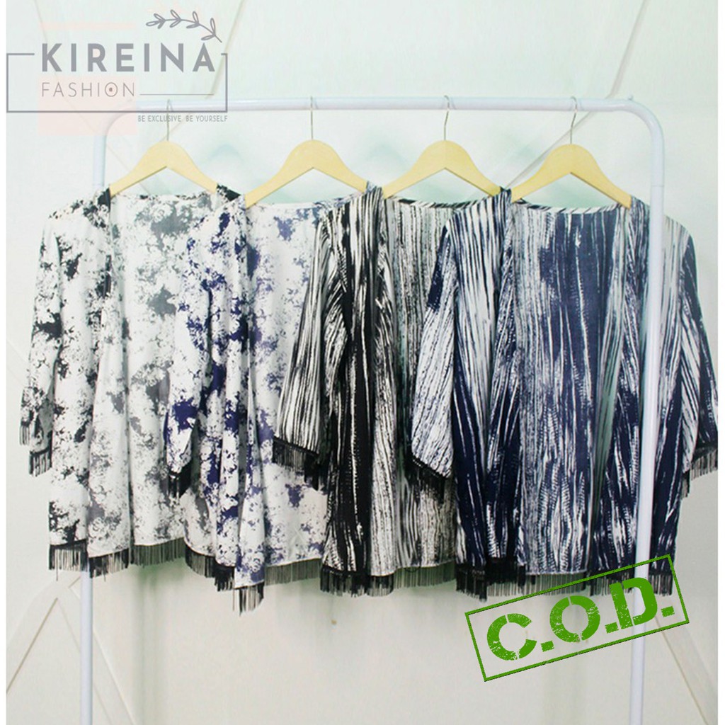 Kardigan Outwear Wanita Motif Cetak Bahan Rayon | Kireina Fashion