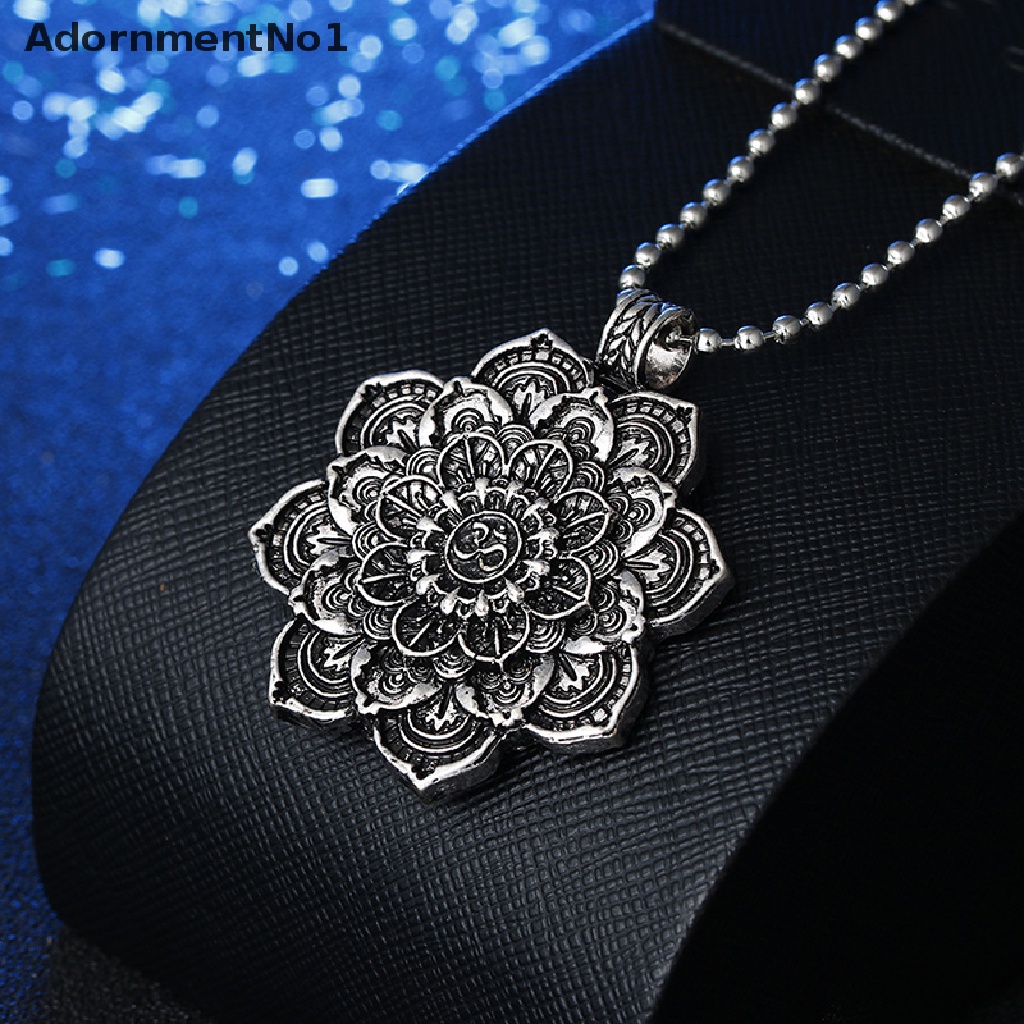 (AdornmentNo1) 1pc Kalung Rantai Pendan Jimat Pola Geometri Tibet Mandala Gaya Retro