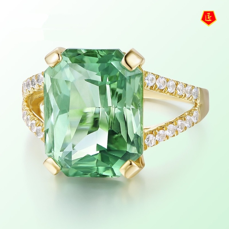 [Ready Stock]Fashion Elegant Inlaid Green Tourmaline Ring