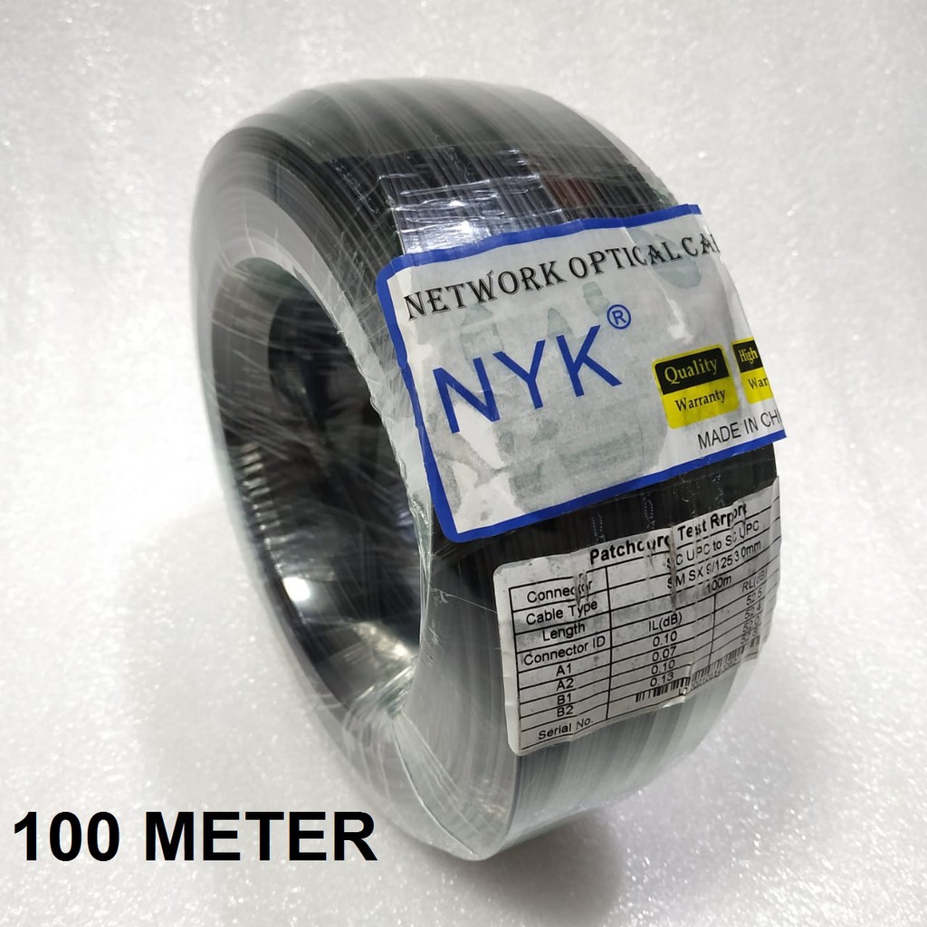 Kabel Fiber Optik Optic Drop Cable SM SC UPC M-M Patch Cord FTTH 100m