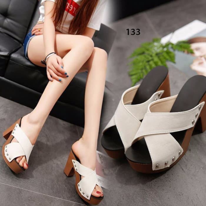 High hils tali silang/Sandal wanita heels hak tahu/heels hak tahu tali silang