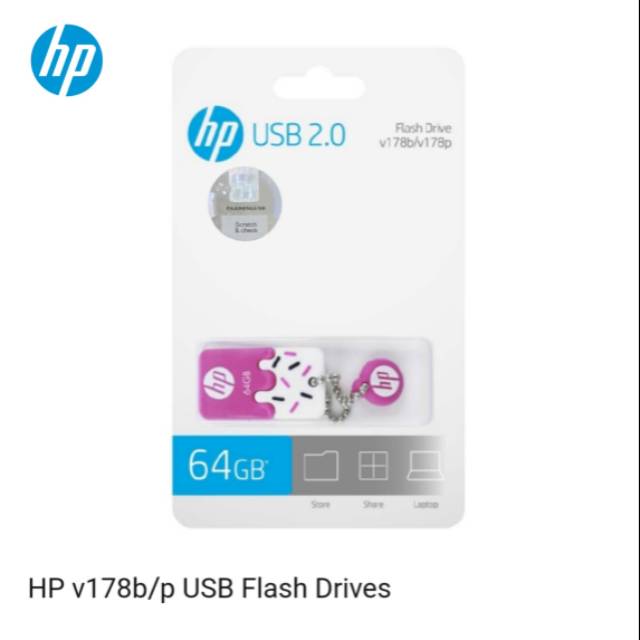 USB FlashDisk HP v178 b (Pink) 64GB 100% Original Garansi Resmi