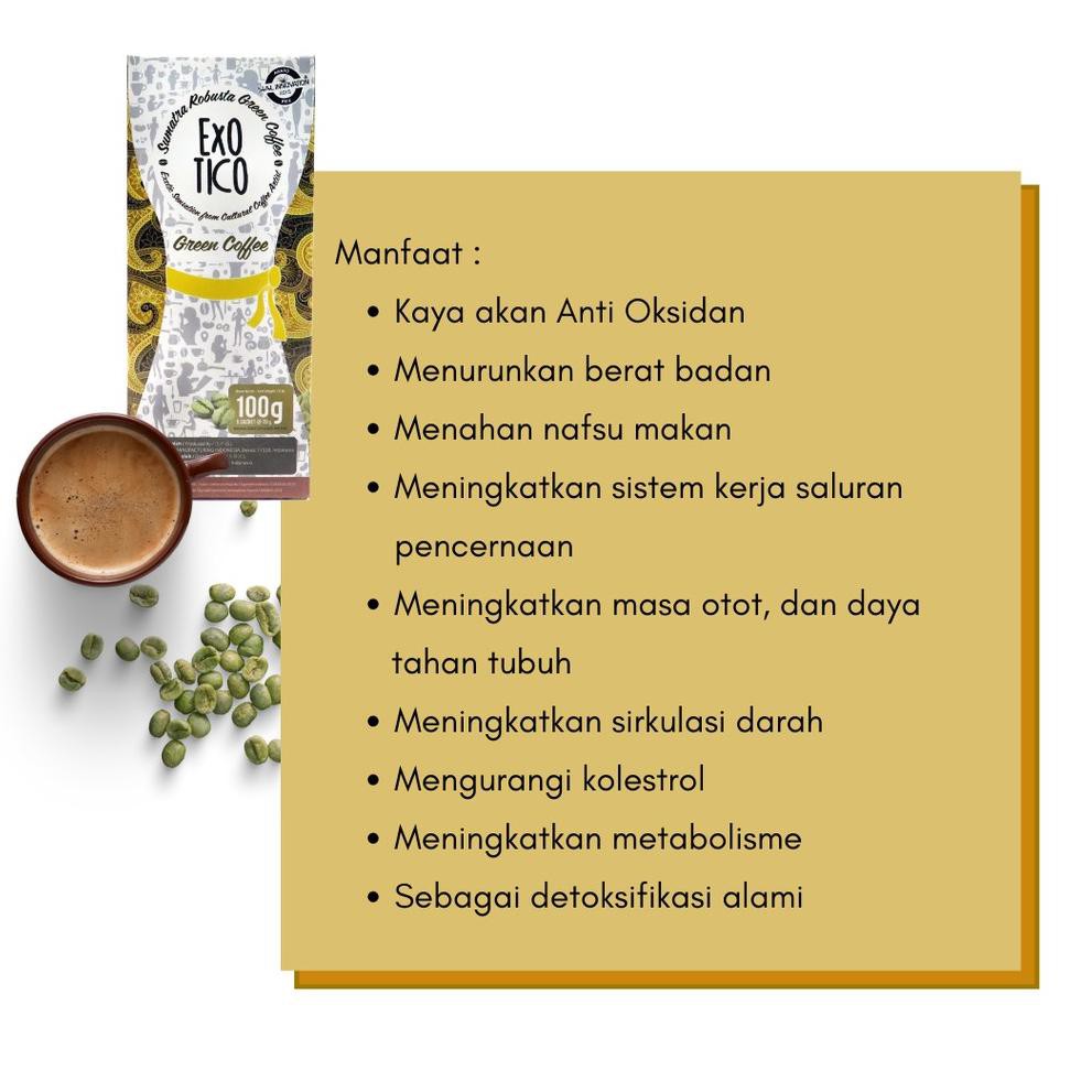 

F4st Respon,,[Paket 4 BOX] Kopi Diet Sumatra Green Coffee Instant Exotico (BPOM) |ready,.,.
