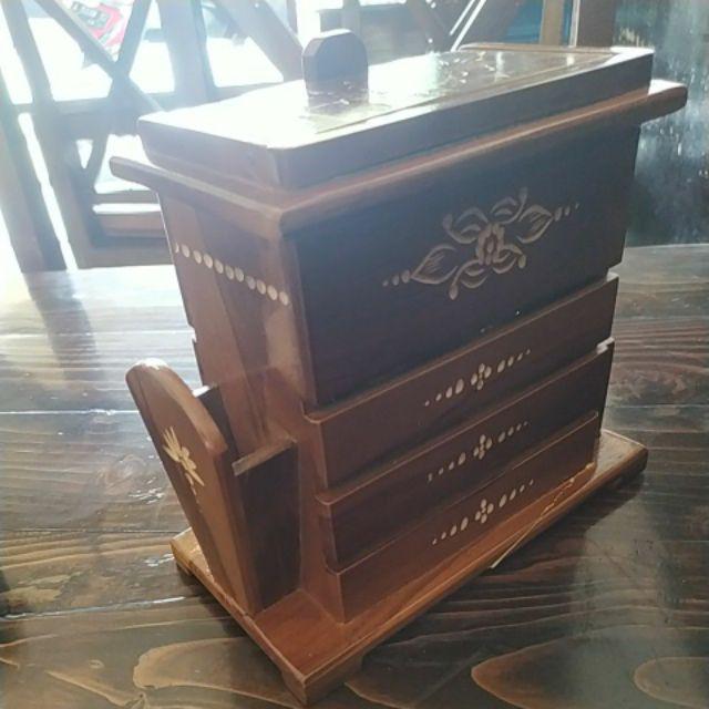 Tempat Sendok Garpu Kayu Jati Motif Cukit