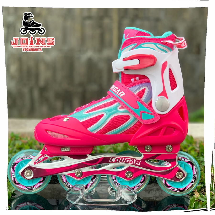 Sepatu roda Anak Inline Skate Anak Pemula Cougar MZS701-QS Pink Blue