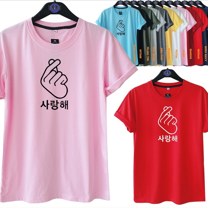 Kaos Love Korea / Kaos Casual PRIA WANITA KAOS SARAGHEO KAOS FANS KOREA KAOS BTS KAOS KATA