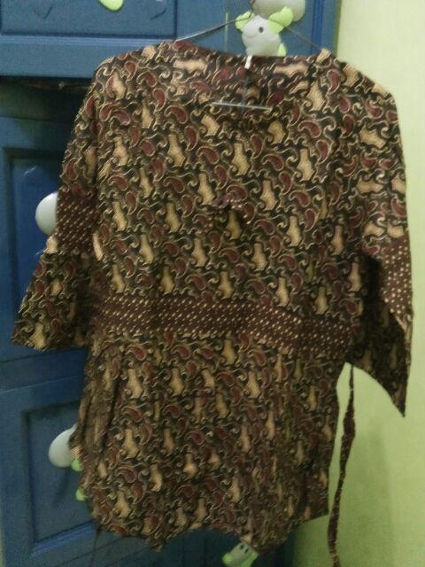 022 Zahira Batik Hrb026 Kenongo Hem Kemeja Batik Pria Lengan Pendek  Katun Primis Halus M L Xl