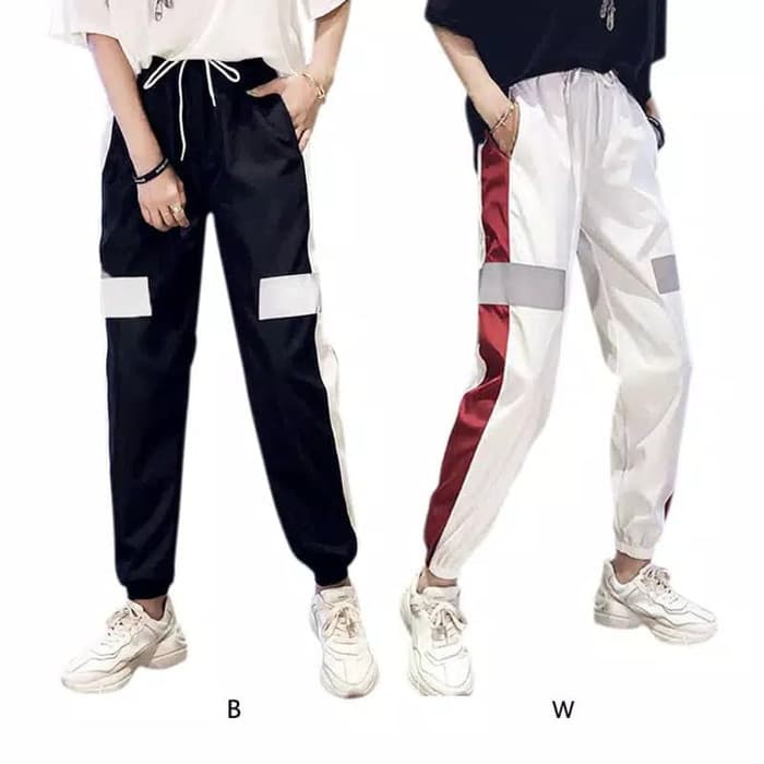 TBI Import Joger Side Stripe Harem BTS Street Style Korea K-Pop Baggy Pant