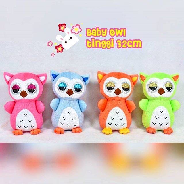 BONEKA BABY OWL BURUNG HANTU METTALIC RATTLE 32 CM