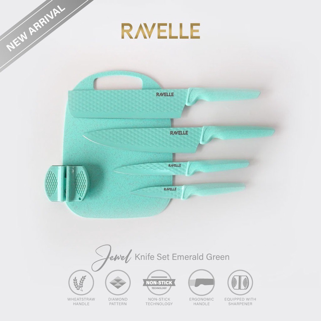 Pisau Set Ravelle - Jewel Knife Set 6in1 Ravelle - Emerald Green