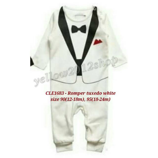 CLE1683 - Romper Tuxedo White dasi kupu