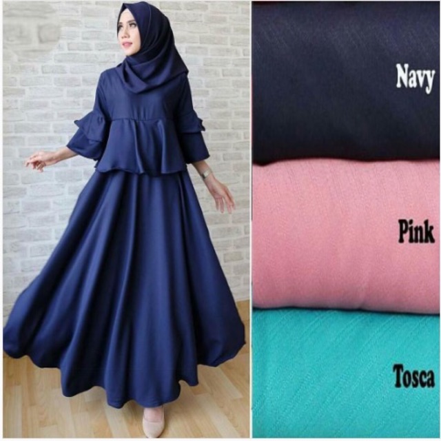 Salsa maxi navy/ dress remaja/ gamis remaja