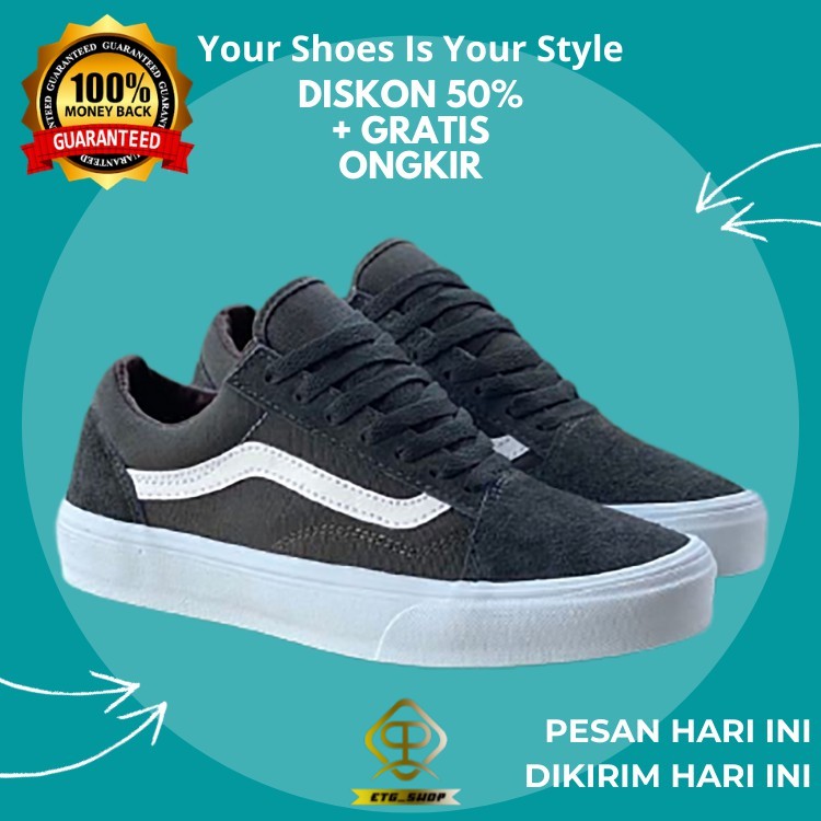 (BISA COD) VANS OLDSKOOL MONO GREY TRAINER OLIVE WHITE / SEPATU VANS OLDSKOOL MONO TRAINER OLIVE