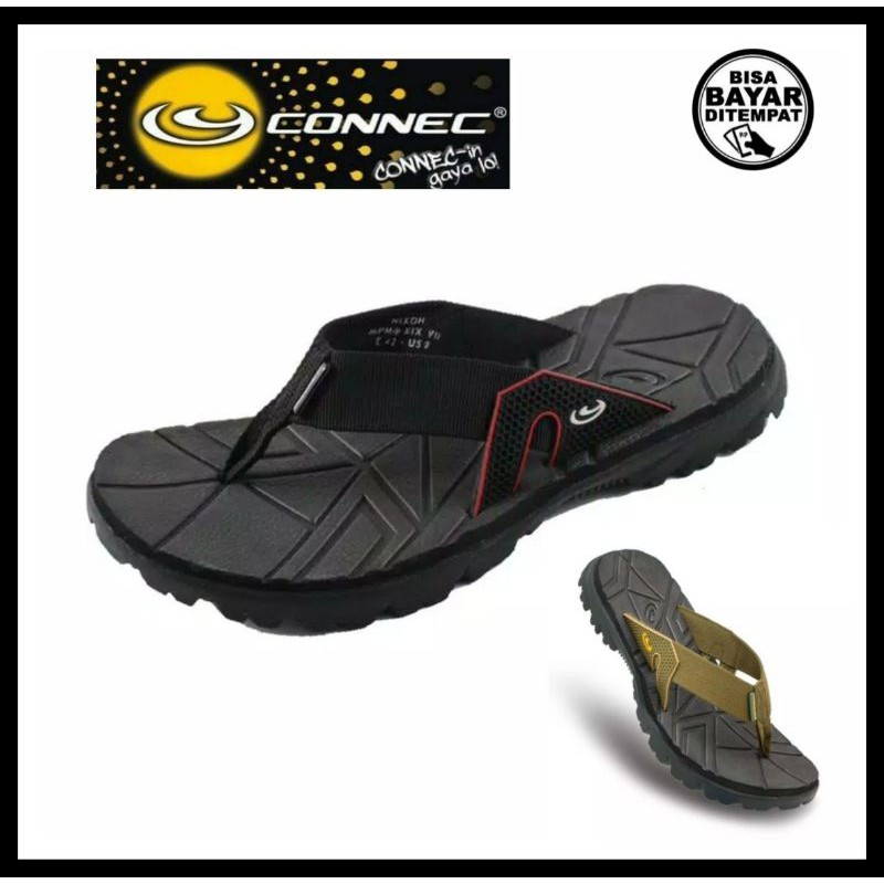 Sandal Jepit Cowok Dewasa Keren Kekinian Connec Japit Sendal Hitam Hijau Coklat Size 39-43 Premium