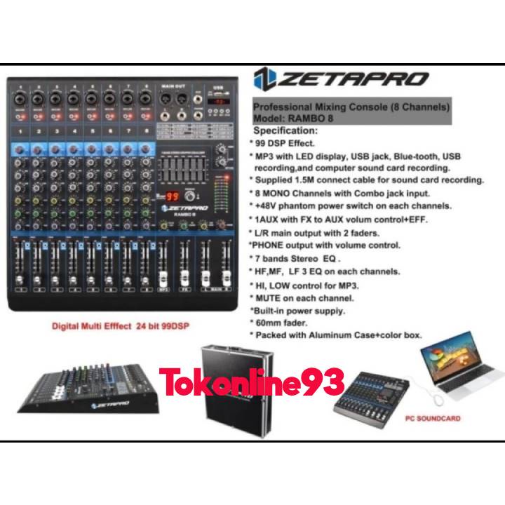 Mixer Zetapro Rambo 8 Rambo-8 Mixer 8 Channel Original