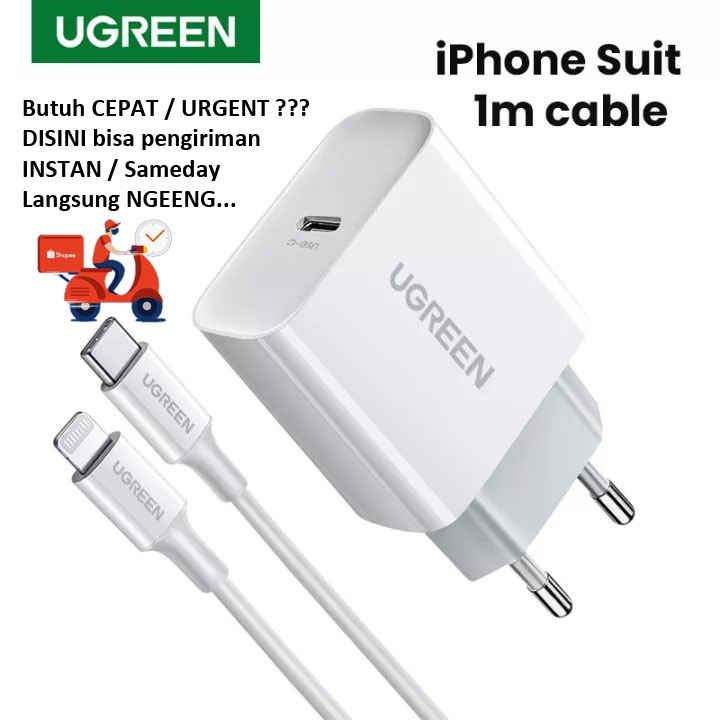 Jual Fast Charger Ugreen MFi 20W PD Type C iPhone 14 13 12 11 X Xs Xr 8
