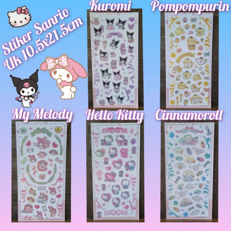 

stiker sanrio hello kitty cinnamoroll kuromi melody pompompurin