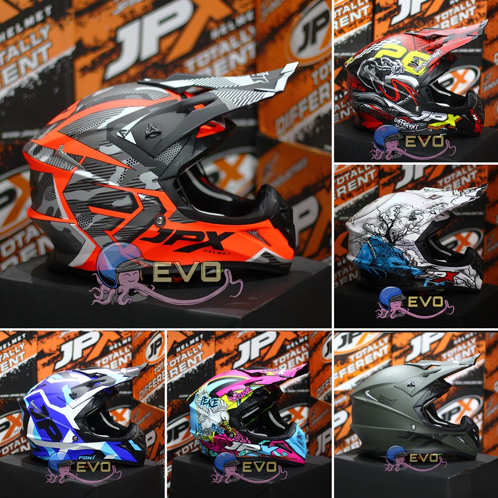 HELM JPX CROSS MOTIF LENGKAP ORIGINAL - HELM JPX FOX1 MOTIF SERIGALA ULAR BURUNG HANTU HELM JPX TERBARU