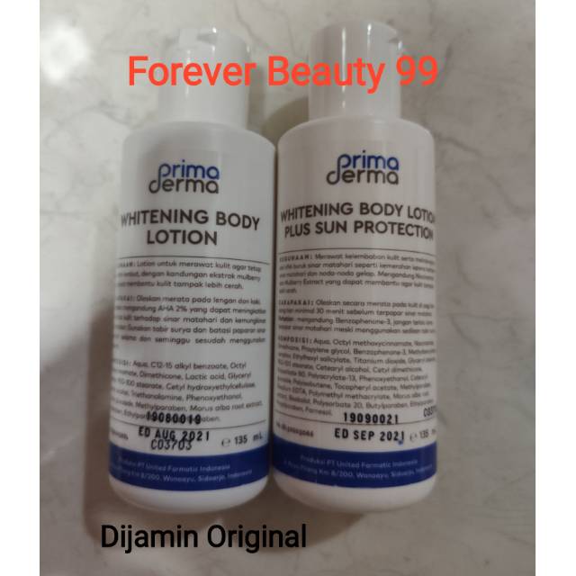 Paket Primaderma Body Whitening Lotion - Pemutih tubuh/badan Prima Derma