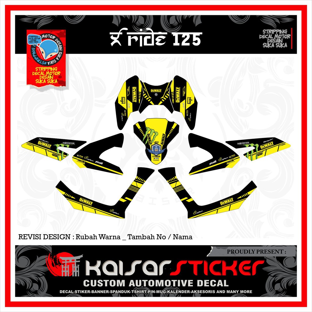 stiker decal X ride 125 new 2019 Dewalt Tech3 full body