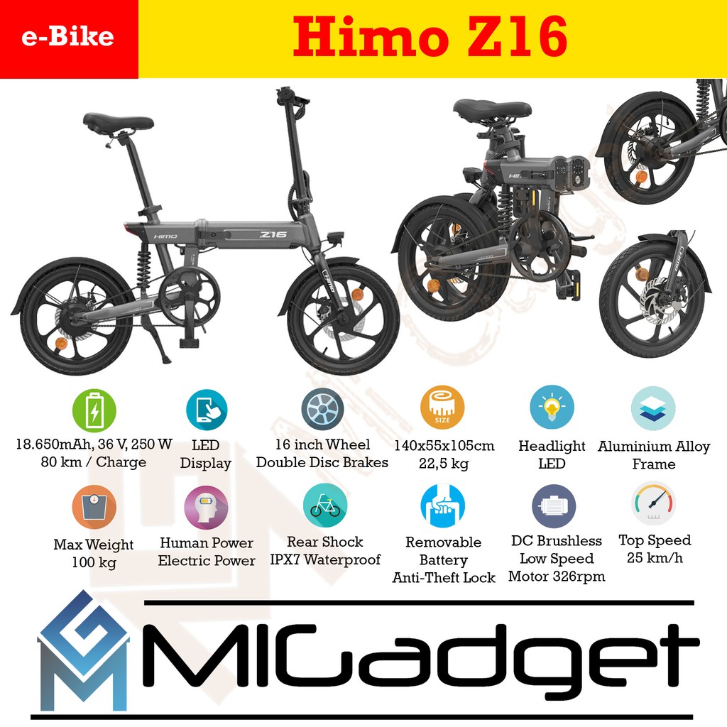 Himo Z16  Sepeda Lipat Elektrik - Folding Electric Himo - - 80Km