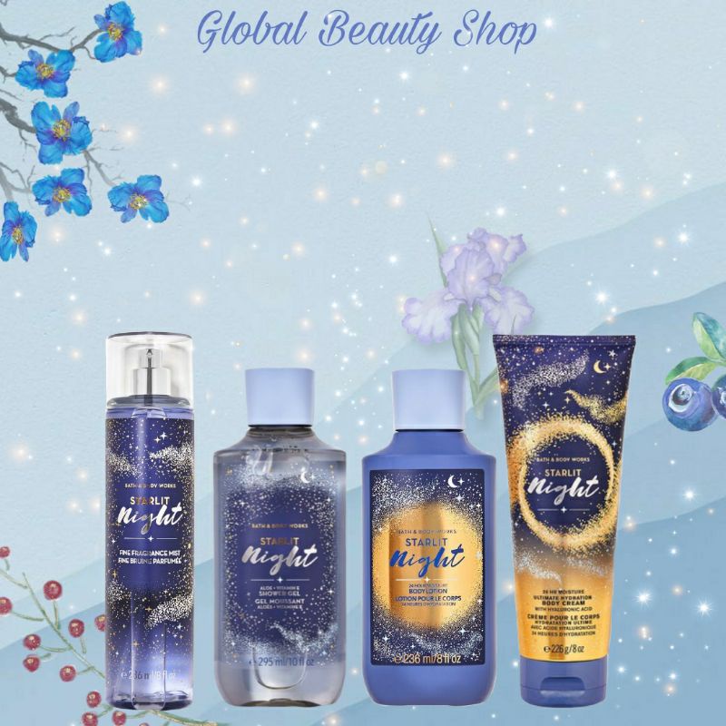 STARLIT NIGHT - BBW ( Fragrance Mist - Body Lotion - Shower Gel - Body Cream )