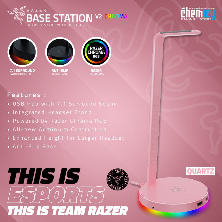 Razer Base Station Chroma V2 Quartz Pink RGB Headset Stand / Cradle