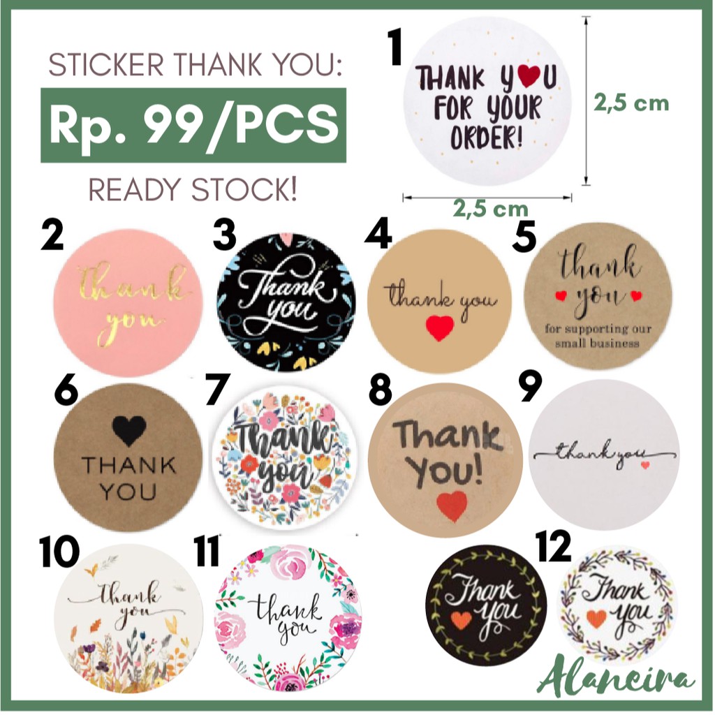

[1 PAKET = 100 PCS] STIKER LABEL THANK YOU BULAT 2,5 CM UNTUK PARCEL SOUVENIR HADIAH GIFT OLSHOP - A