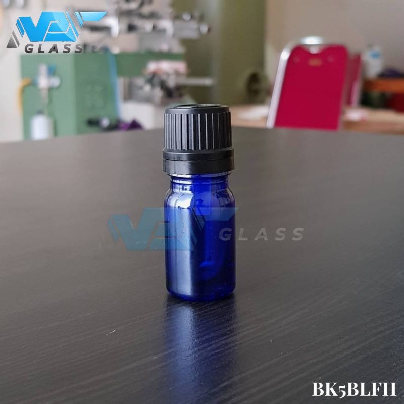 botol kaca 5ml biru tutup filler / botol essential oil 5ml