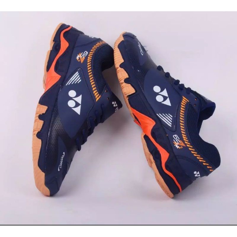 (COD) SEPATU OLAHRAGA BADMINTON YONEX MENS POWER CUSHION 6 Navy Orange