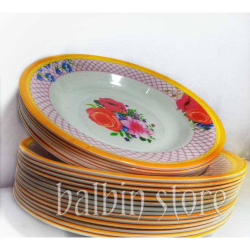 SALE 6 PCS PIRING MAKAN  M109 MELAMINE WARE MOTIF RED ROSE