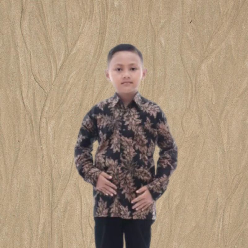 Kemeja Batik Anak Laki-Laki Baju Batik Anak Pria Motif Daun Jati Coklat