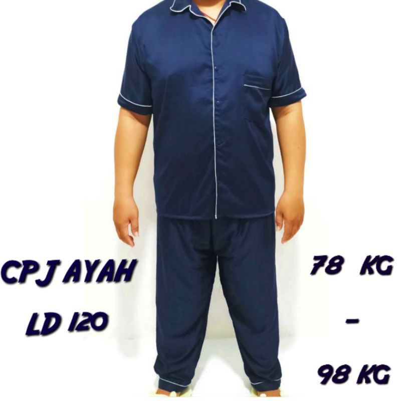 Baju tidur pria dewasa LD 110 120  set piyama cowok jumbo celana panjang lengan pendek setelan laki