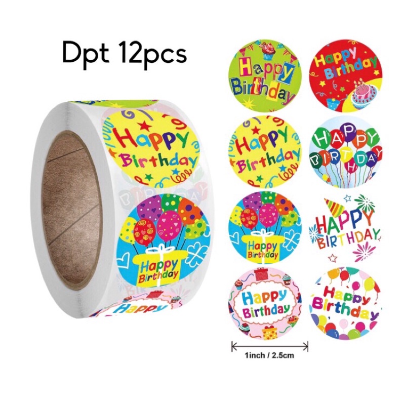 

Sticker label happy birthday